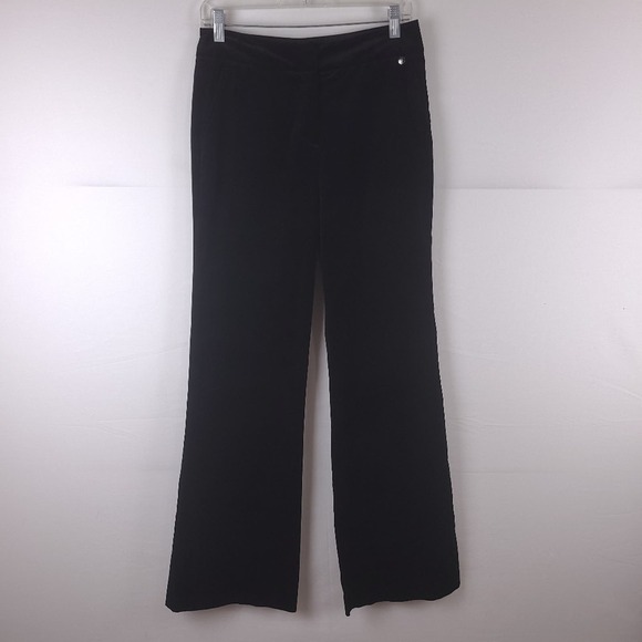 Trina Turk Black Velvet Pants Size 0 Mid Rise Bootcut Career Business - Picture 1 of 7